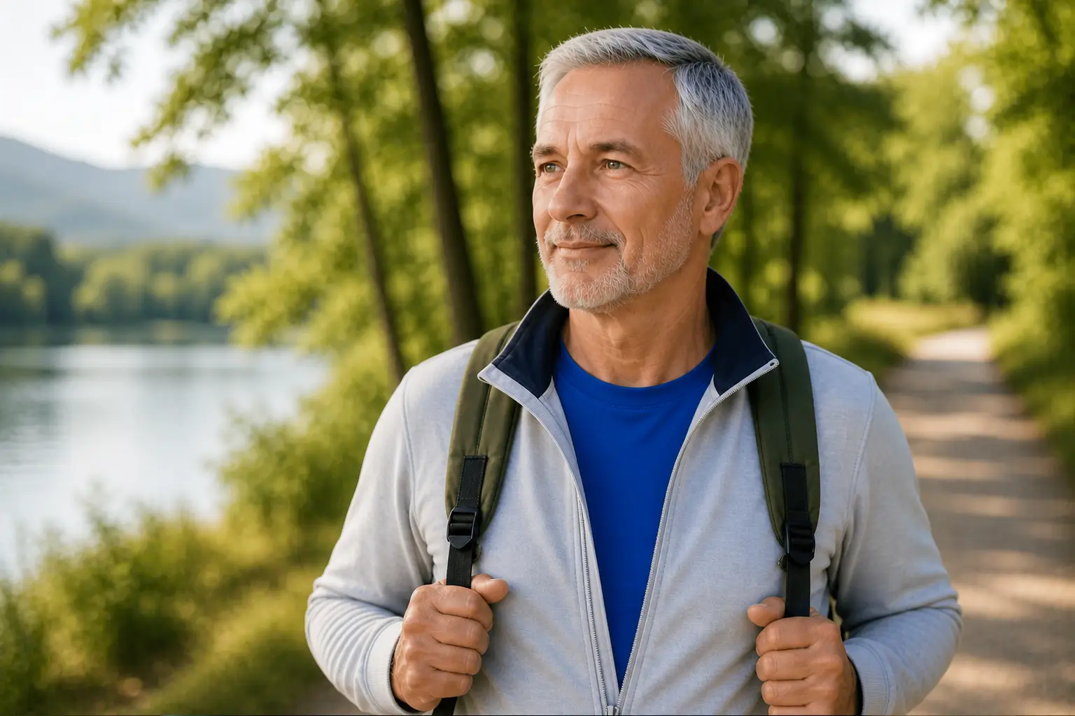 Active adult enjoying the outdoors near Fort Worth without glasses