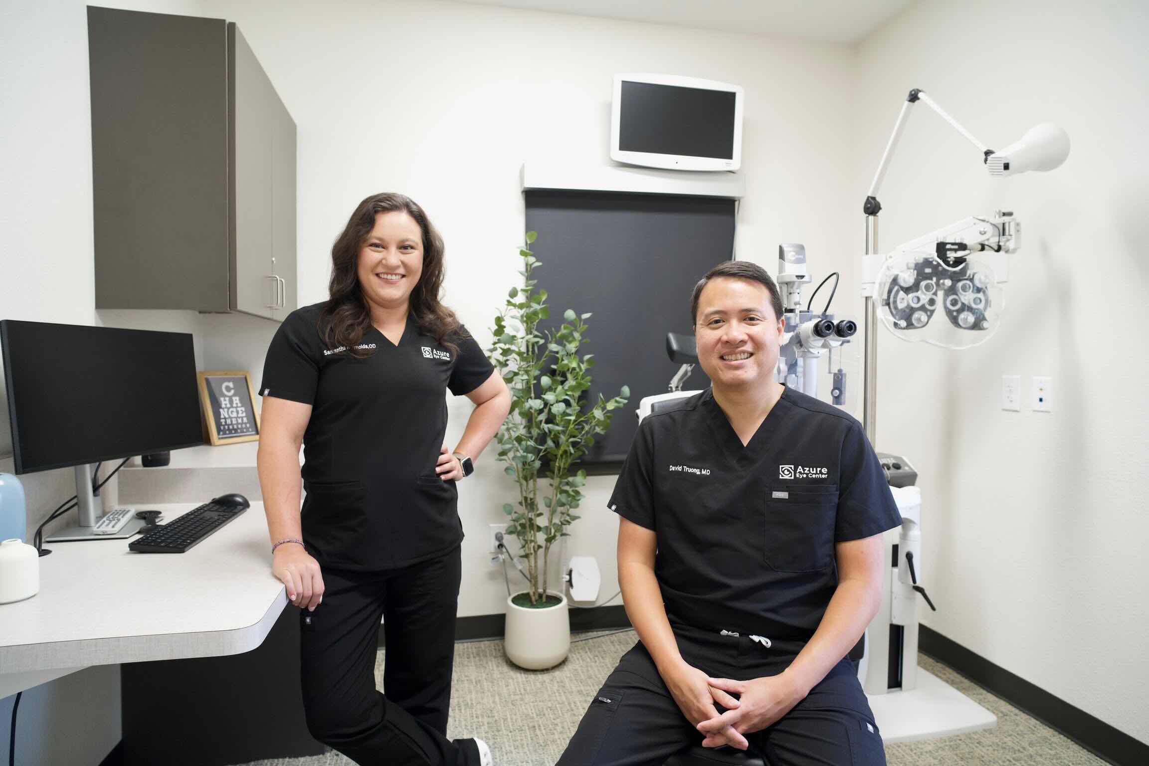 Dr. David Truong and Dr. Samantha Reynolds of Azure Eye Center in Fort Worth