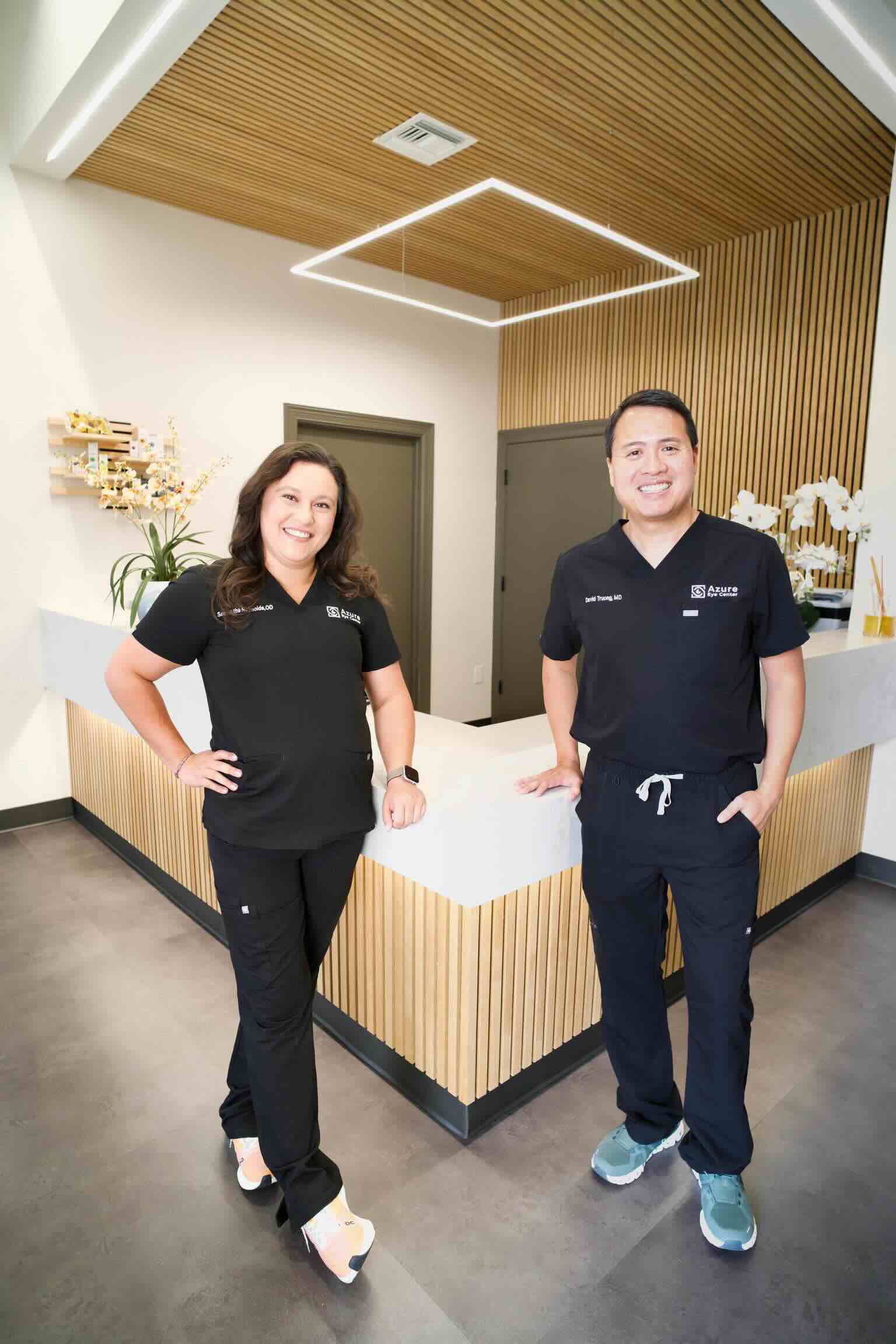 Dr. David Truong and Dr. Samantha Reynolds at Azure Eye Center in Fort Worth, TX